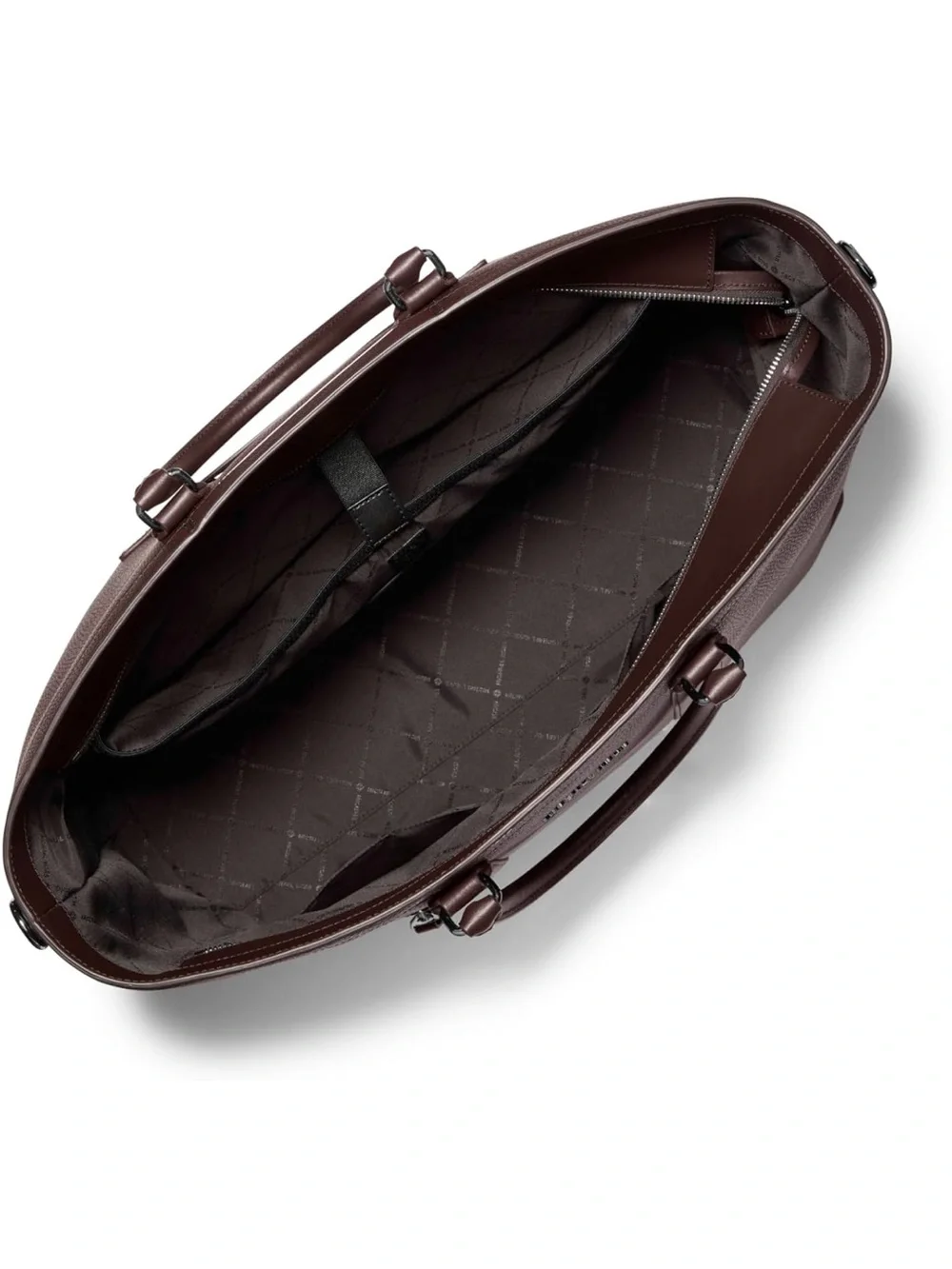 New Michael Kors Hudson Getaway Pebbled Leather Tote Bag - Chocolate